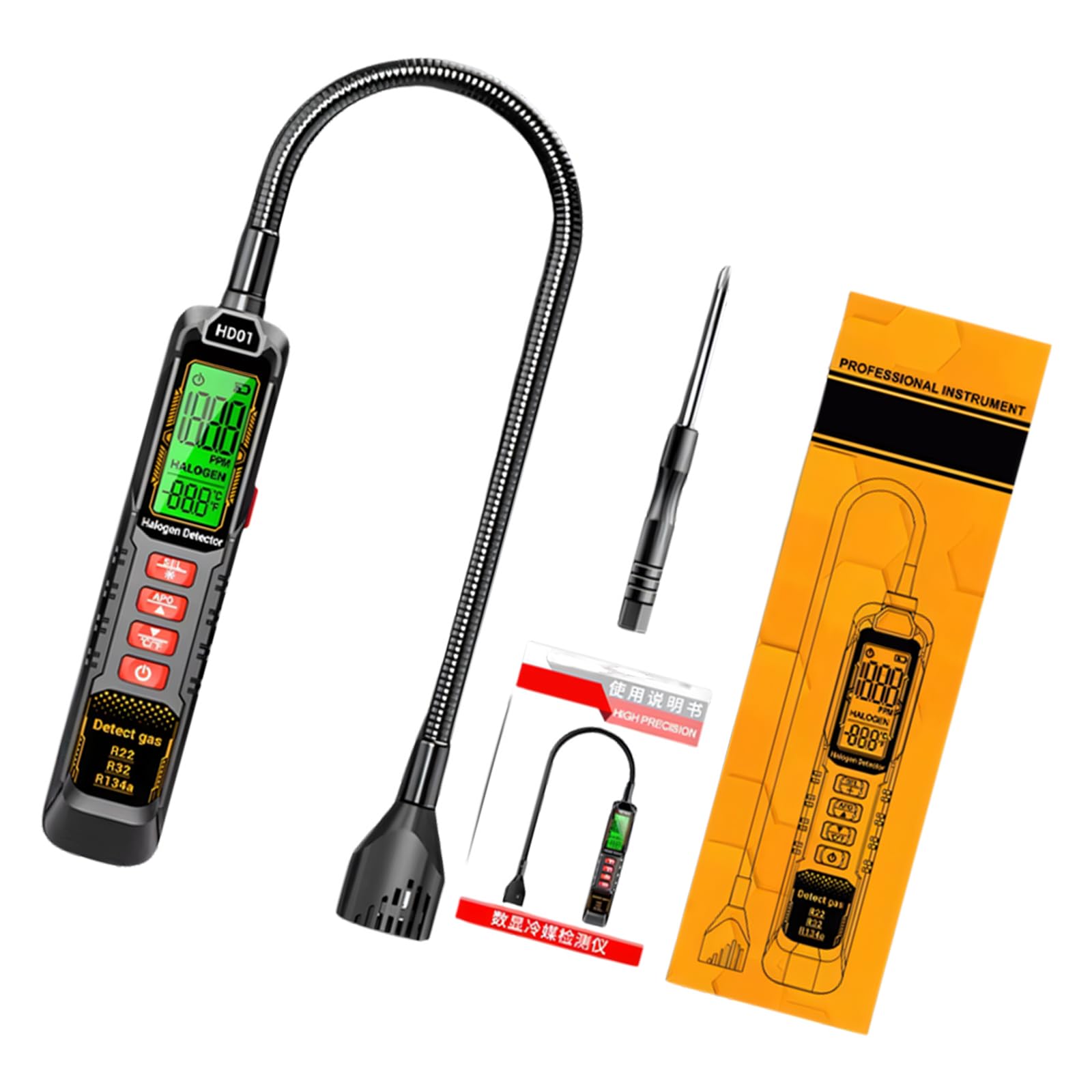 Refrigerants Leak Detector Freons Leak Detector, Battery Operated for Car Air Conditioners Maintenance Refrigerants Hvac