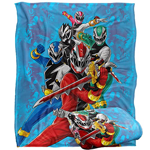 popfunk Couverture Power Rangers : Dino Fury Group Stack - Toucher Soyeux - Super Douce - 152 x 127 cm