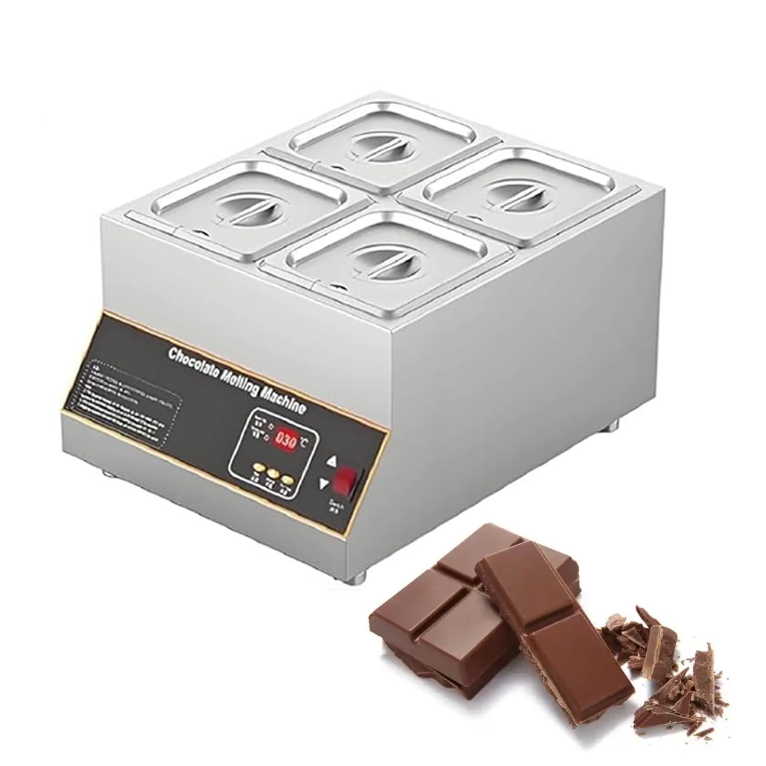Tempéreuse à Chocolat Professionnelle 500 W,Caqueole à Fondre En Acier Inoxydable Avec écran Lcd Numérique,Température Réglable De 0 à 95 °c Et Contrôle Automatique De La Température fourcylinder