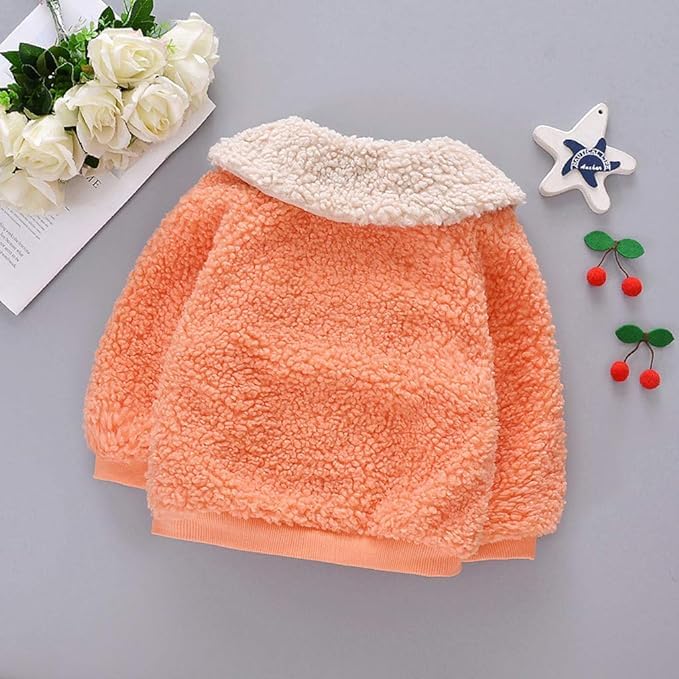 Bold N Elegant Kid's Baby Girl Winter Warm Zipper Fur Standard Length Jacket Coat Party Outerwear Jacket Coat for Infant Toddler Baby Boy Girl (3-4 Years, Orange) 3