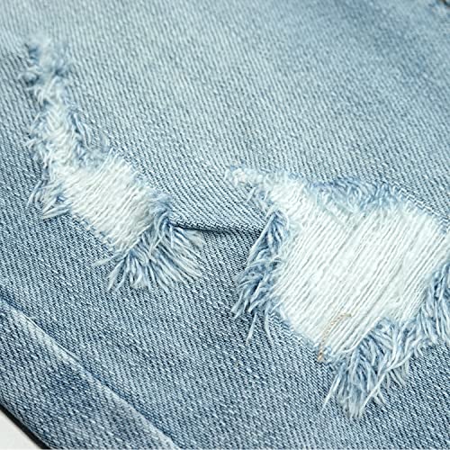 KIDSCOOL SPACE Boys Slim Fit Mid-Thigh Denim Shorts, Ripped Soft Elastic Band Inside Half Jean Pants3