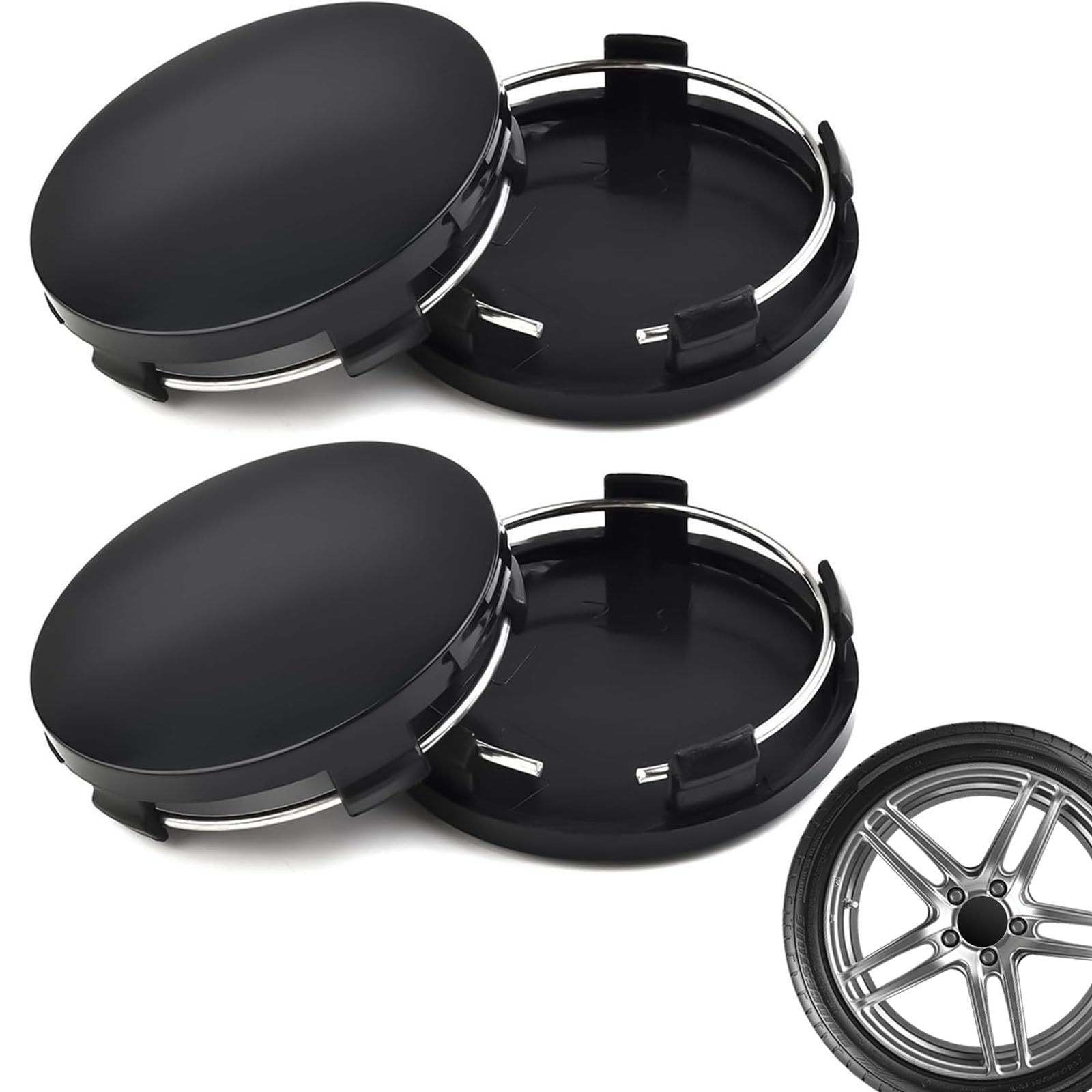 Phyxiul ホイールセンターキャップ 4個セット 内径60mm 自動車用 取り付けが簡単 汎用品 ブラック