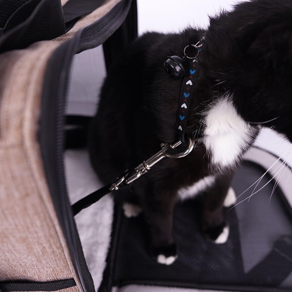 Trasportino per cani e gatti, borsa porta-cane traspirante per animali domestici, trasportino da viaggio con ventilazione, tasche laterali, due porte con tracolla per auto (Marrone, 35x40x45cm)