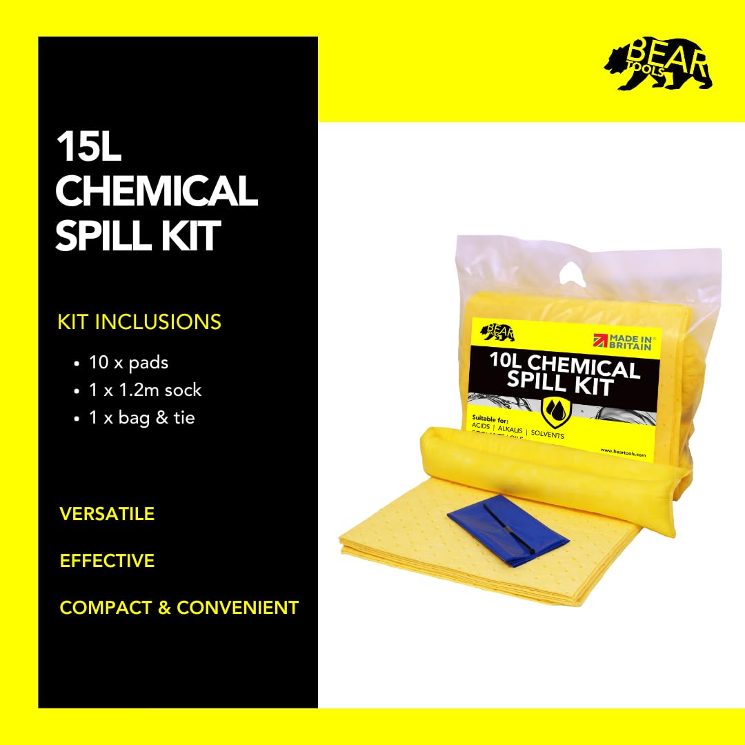 Verschüttungsset 15 l Gelb für Chemikalien, Säuren und Laugen