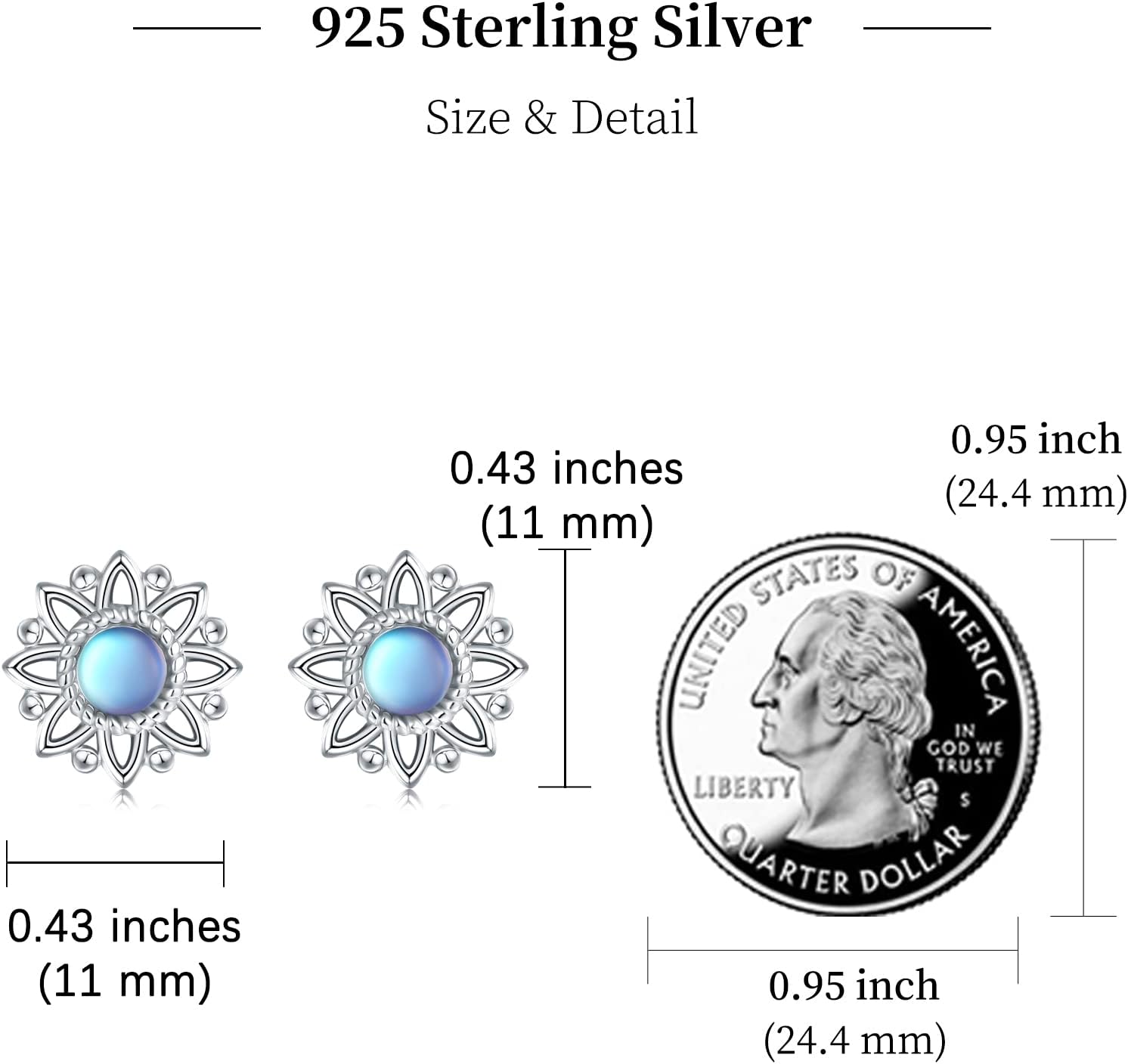 Rainbow Moonstone Studs Earrings, 925 Sterling Silver, Oval Moonstone Studs Earrings, Gemstone Studs, Blue Flash Moonstone, For Women jewelry gifts - Image 4