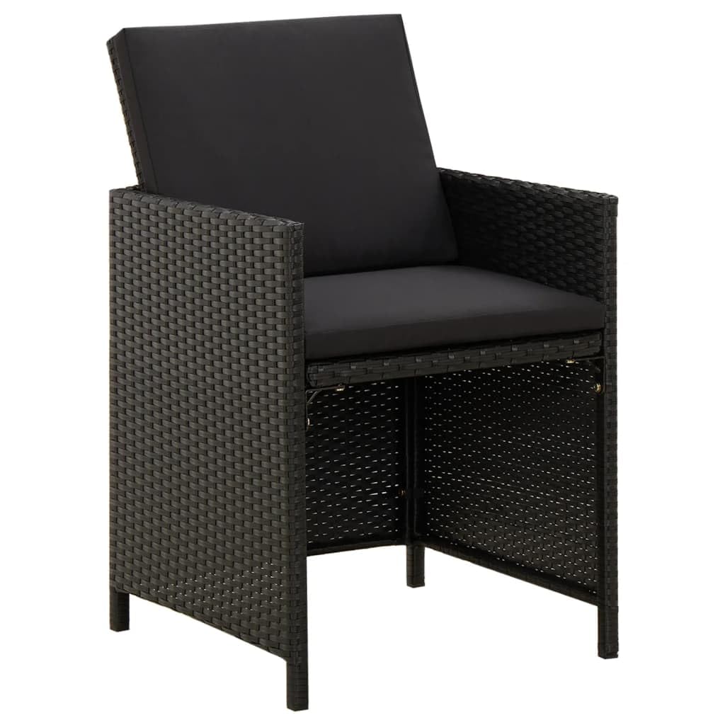 Chaise de jardin en polyrotin noir avec coussins le lot de 2