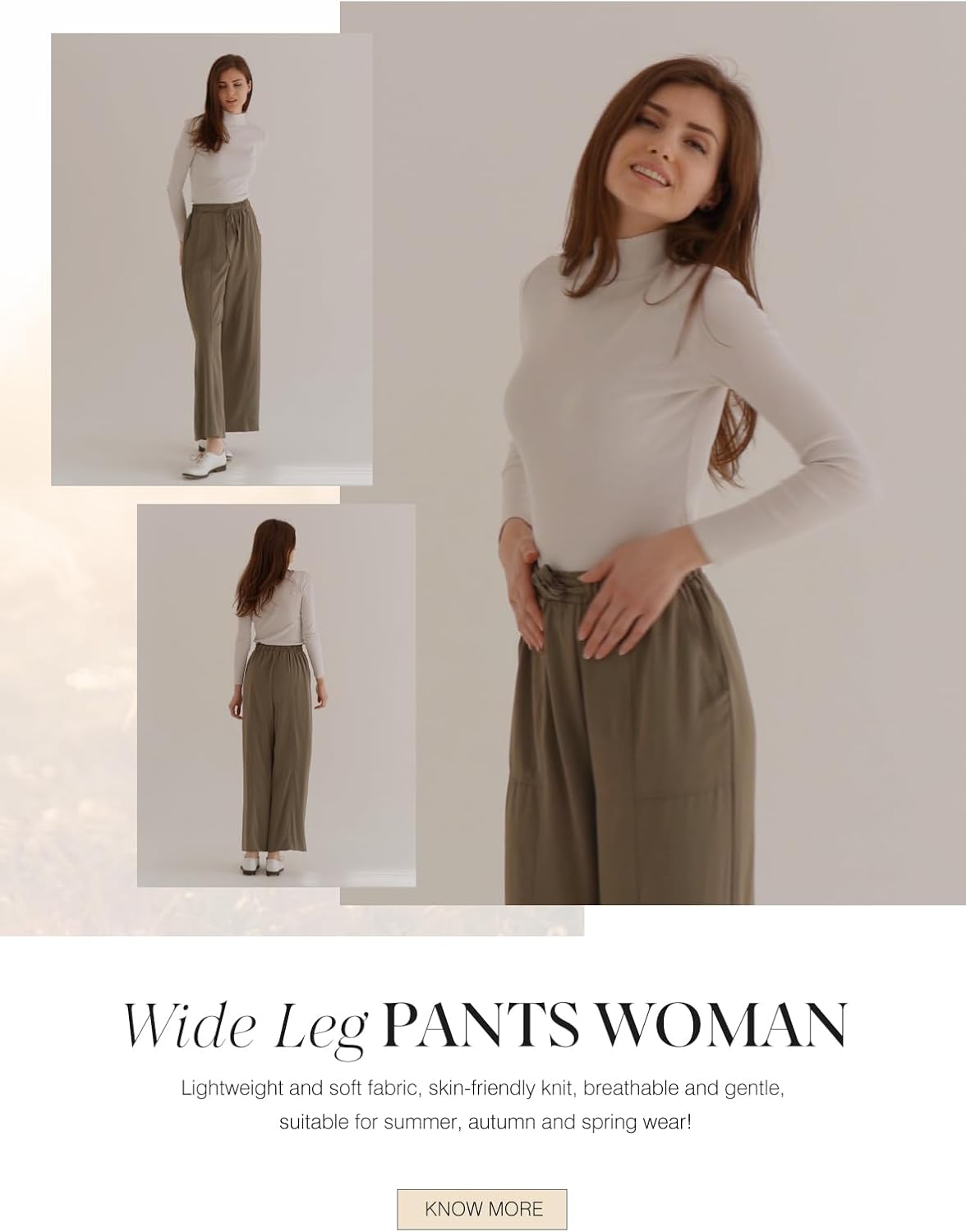 Dokotoo Women's Flowy Wide Leg Summer Pants 2025 Casual Beach Pants High Waisted Drawstring Palazzo Trousers with Pockets - Image 5