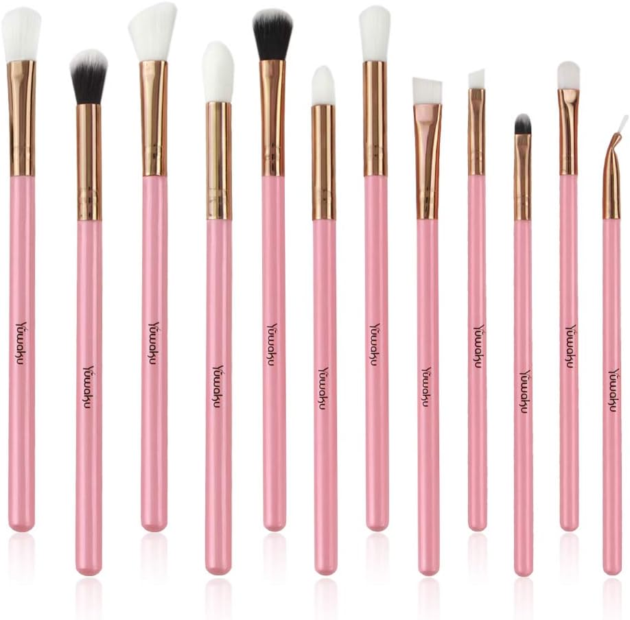 Professional Makeup Brushes 12pcs Pink Eyeshadow Brushes Eyeliner Eyebrow Brushes Tools Essential Cosmetic Brush Kits