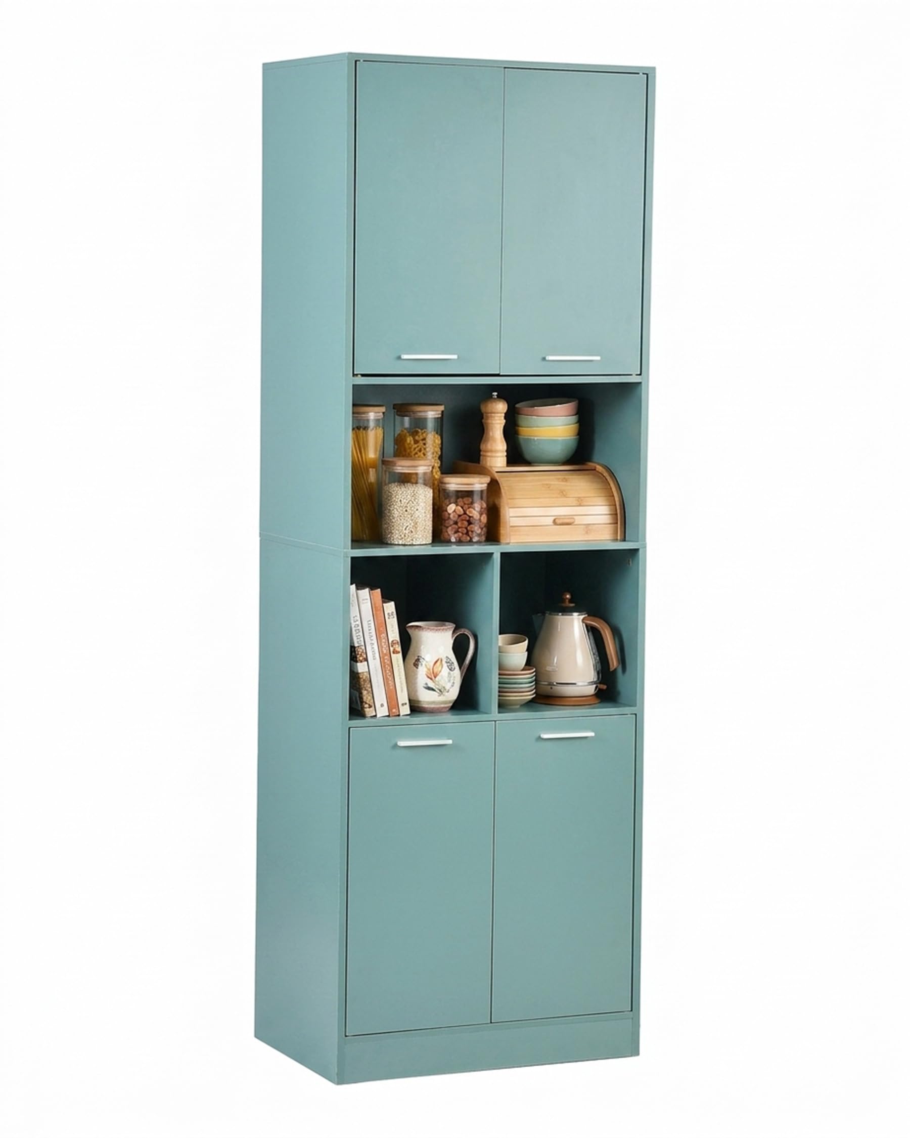 Mobile Cucina 60x40x180.5cm Credenza con Ripiani Regolabili Armadio Salvaspazio per Cucina Soggiorno Bagno Verde