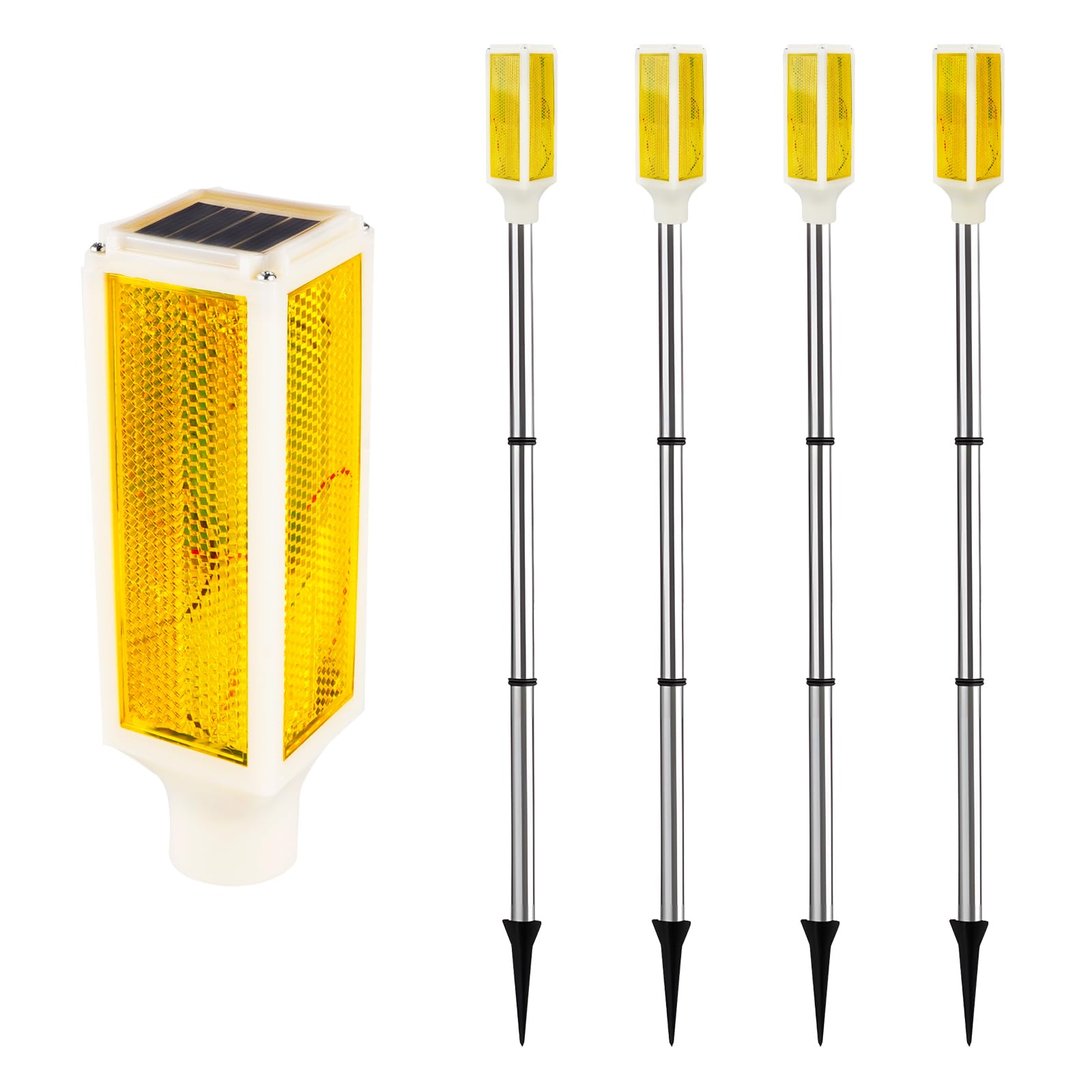 Aolyty Solar Lights Outdoor, Waterproof Driveway Markers Reflective, Warning Flash Light with 2 Lighting Modes, LED Solar Light 4 Pack for Parking
