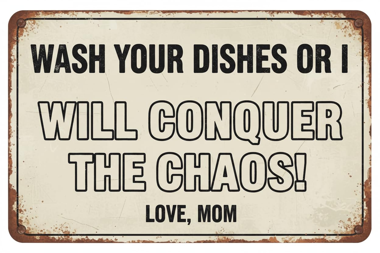 Maternity Photography Funny Kitchen Metal Tin Sign, 12x8 Inch, Wall Home Dcor- Bar Wash Your Dishes Signed Mom (pack Of 2) Vintage Signs Aluminum Plates Printed