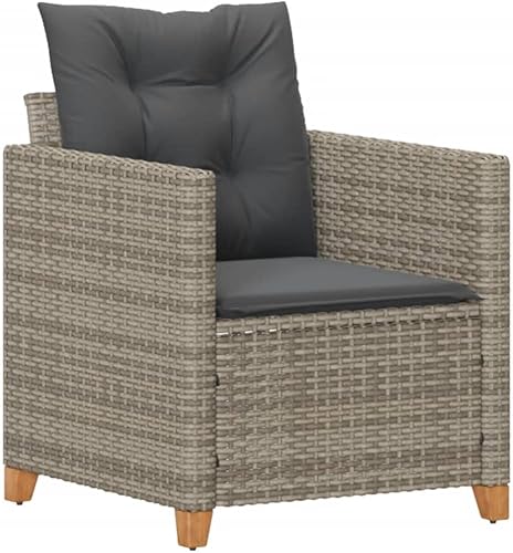 Miniatura 2 de Patio Chair with Cushions Gray Poly Rattan Backyard Chairs Outdoor Chairs Sillas para Comedor Garden Chair for Terrace Picnic Study Beach