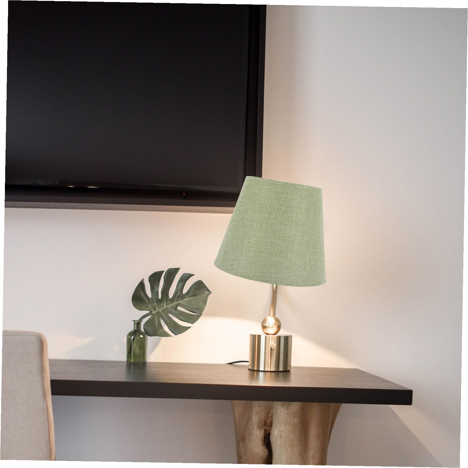 jojofuny Pantalla de Lámpara para Mesa de Noche de Tejido Verde Estructura de Hierro, Plegable y Compacta, Diseño Moderno para Oficina y Hogar E14