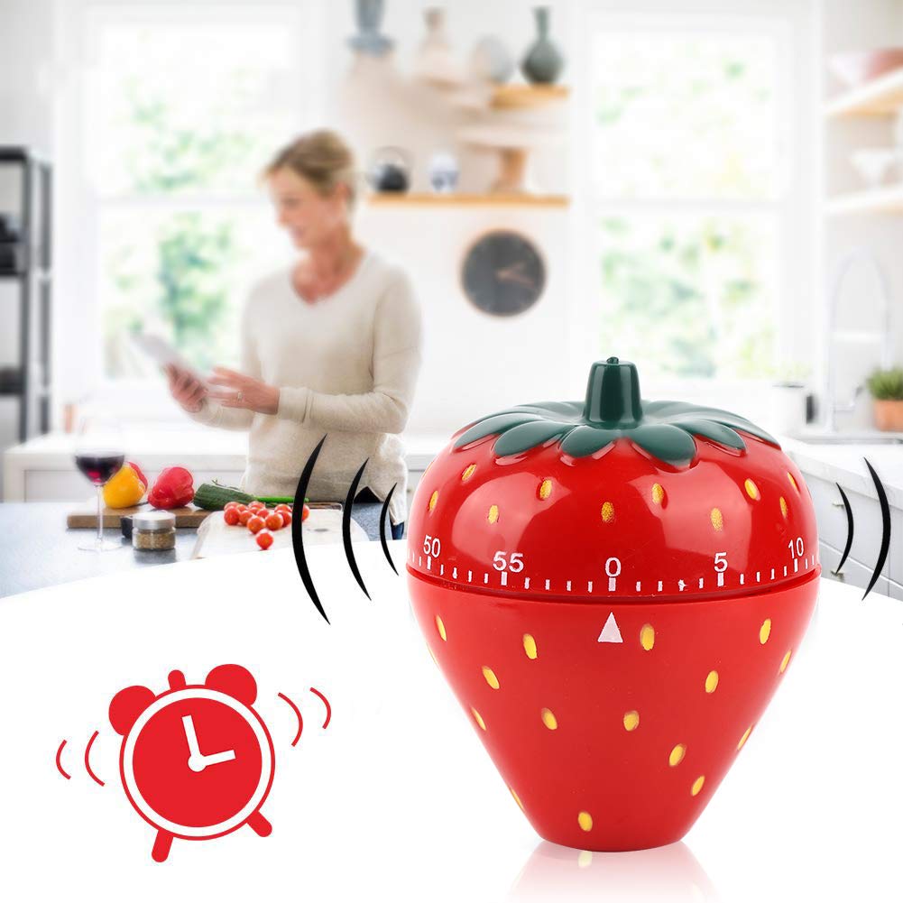 Pasamer Strawberry Shaped 60 Minutes Kitchen Timer Mechanical Time Reminder Red