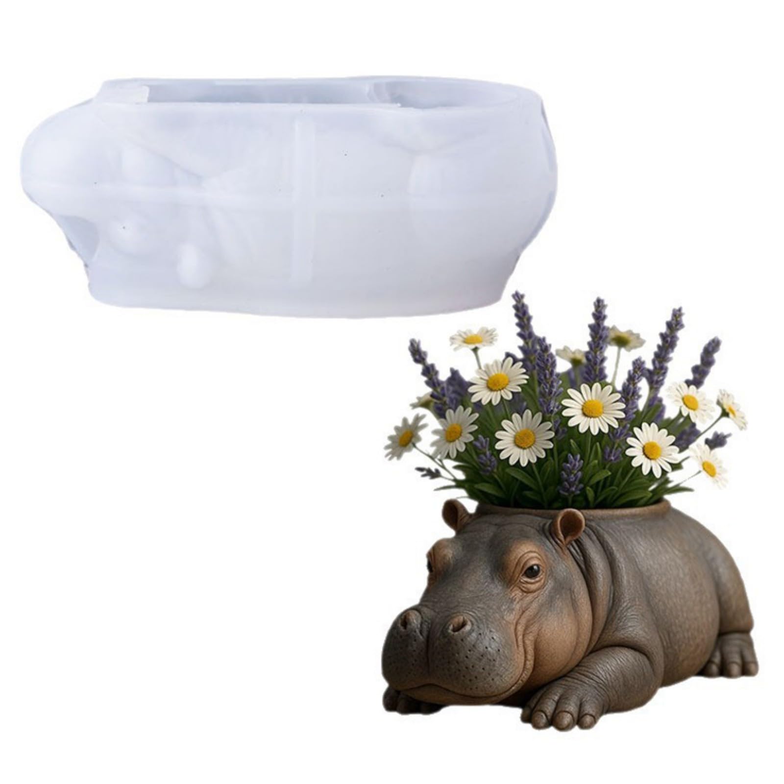 Xjdzineq Hippo Shape Planter Mold for Resin Pots Making Decor Epoxy Resin Mold