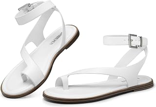 SHIBEVER Flat Sandals for Women Dressy: Comfortable Strappy Sandals Summer | Toe Loop, Adjustable Buckle Ankle Strap, Casual Walking Dress Shoes for Beach Travel Vacation 2026 Size 6-11