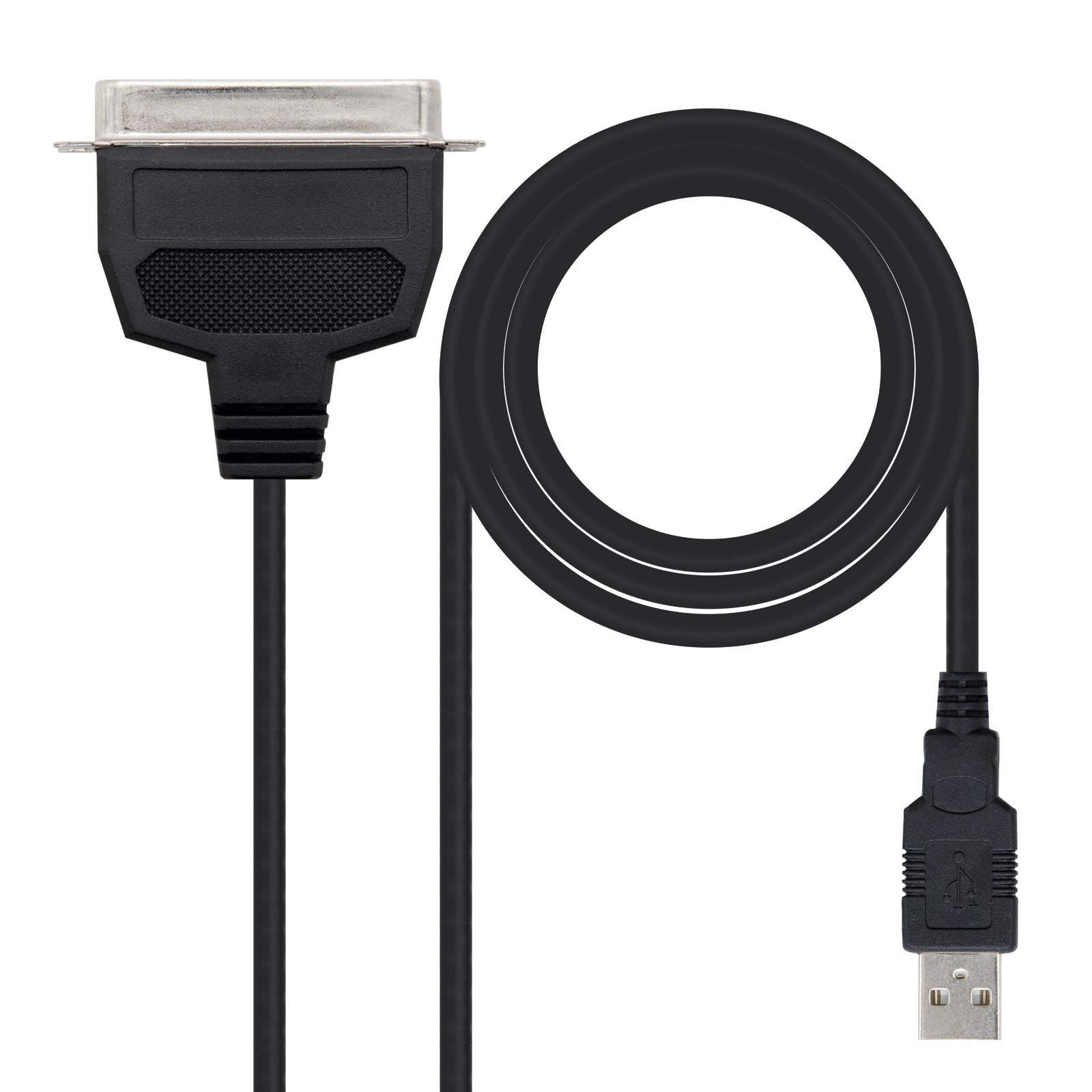 Nanocable Convertitore da USB a Parallelo per Stampante, Tipo A/M-Cn36 (Ieee1284)/M, Nero, 1.5 Ms