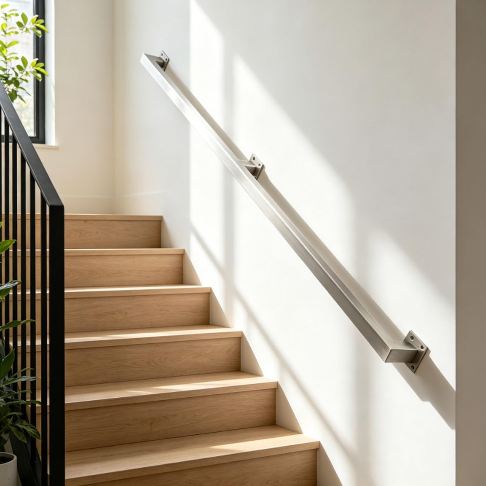 Stainless Steel Staircase Banister Hand Rail - Complete Kit，30cm-600cm Industrial Stair Railings Safety Grab Bar，Wall Mounted Stair Handrail for Loft Villa Decorations(11ft/330cm)