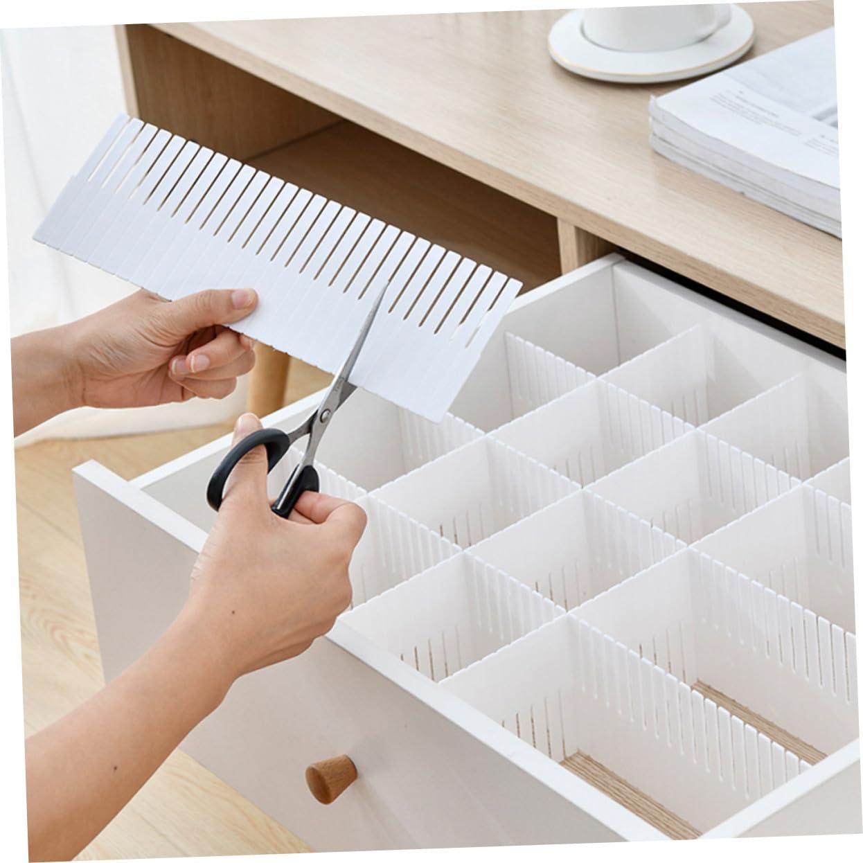 Divisori e Combinazione Libera 10 Pezzi in Plastica Bianca per Cassetti Facile da Usare Organizer per Casa per Riporre Calze e Asciugamani