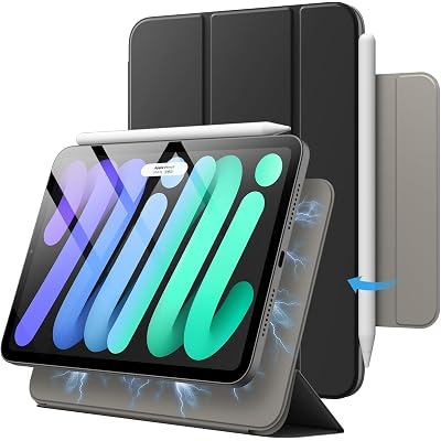 JETech Magnetic Case for iPad mini (A17 Pro, 2024 Model, 7th Generation) / mini 6 (2021 Model, 6th Generation), Magnetic Attachment, Slim Smart Tablet Cover with Auto Wake/Sleep (Black)