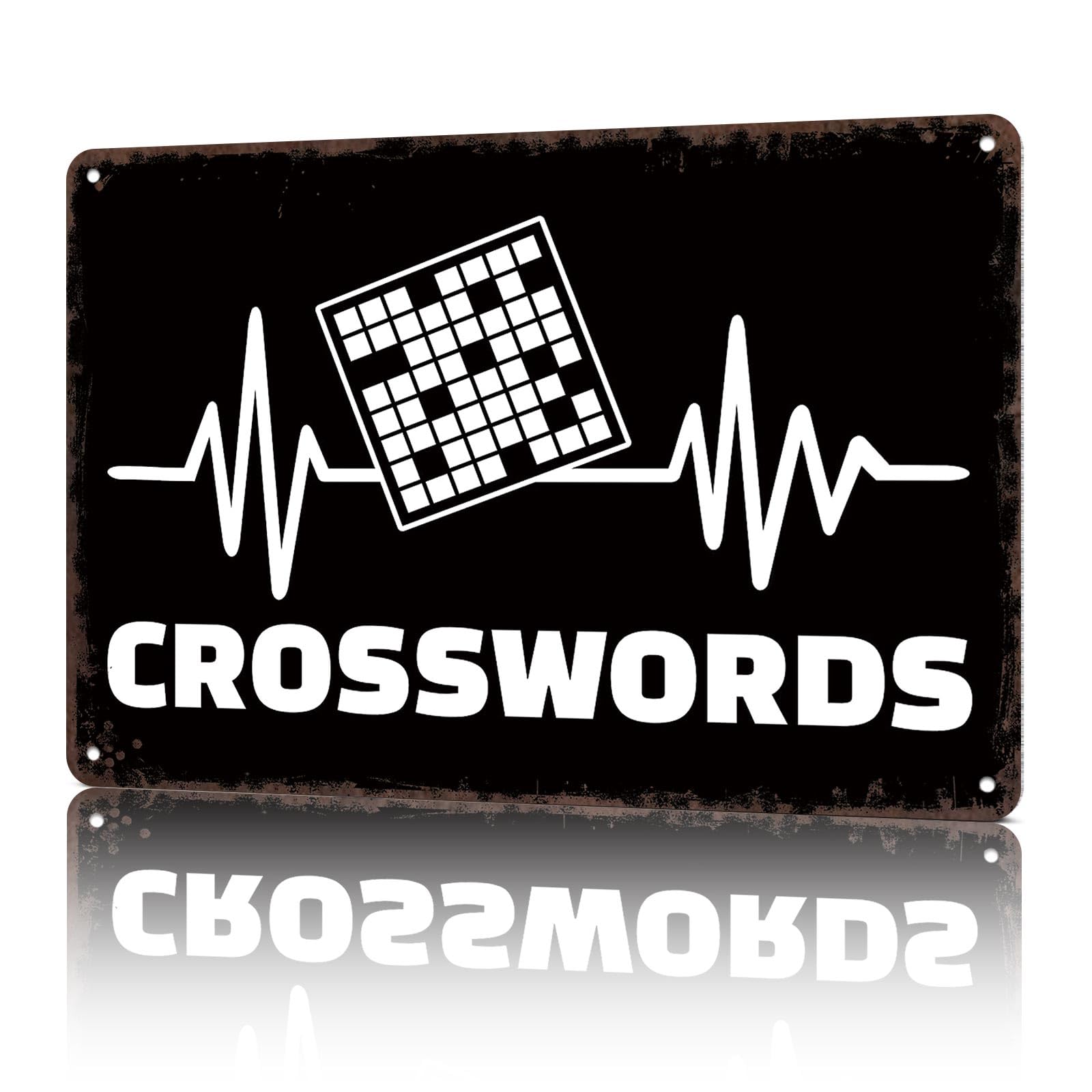 KWQDOZF Vintage Metal Signs Crosswords Hebeat Funny Tin Sign Poster Wall Art For Home Room Bedroom Office Decor 8x12inch