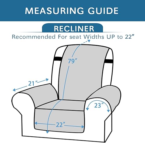 Miniatura 3 de H.VERSAILTEX - Funda protectora para sillón reclinable 100% impermeable, acolchada, con correa elástica y parte posterior con huellitas de silicón