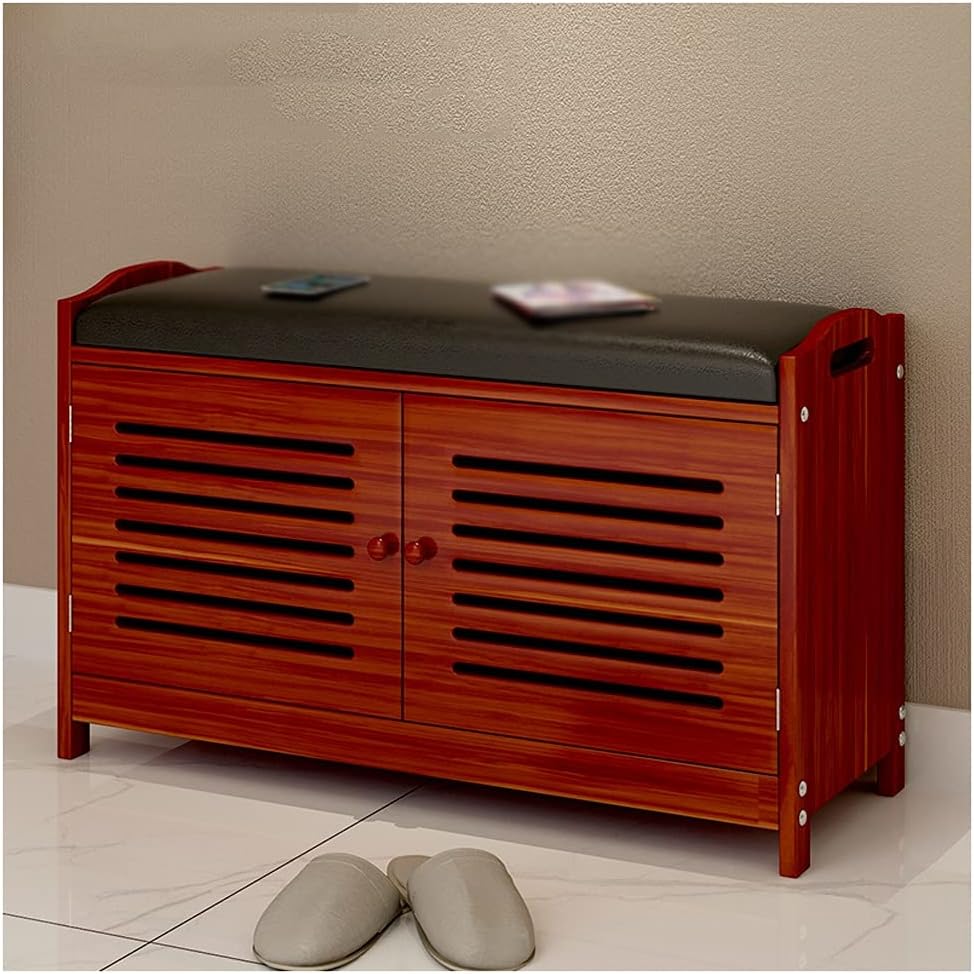 Adjustable Shoe Organizer Shoe Rack 3-layer Adjustable Shoe Shelf Storage Rack Double Door Bench Shoe Changing Organizer Channel Seat Stool Shoe Changing Rack Shoe Storage Organizer ( Color : B ) (D )