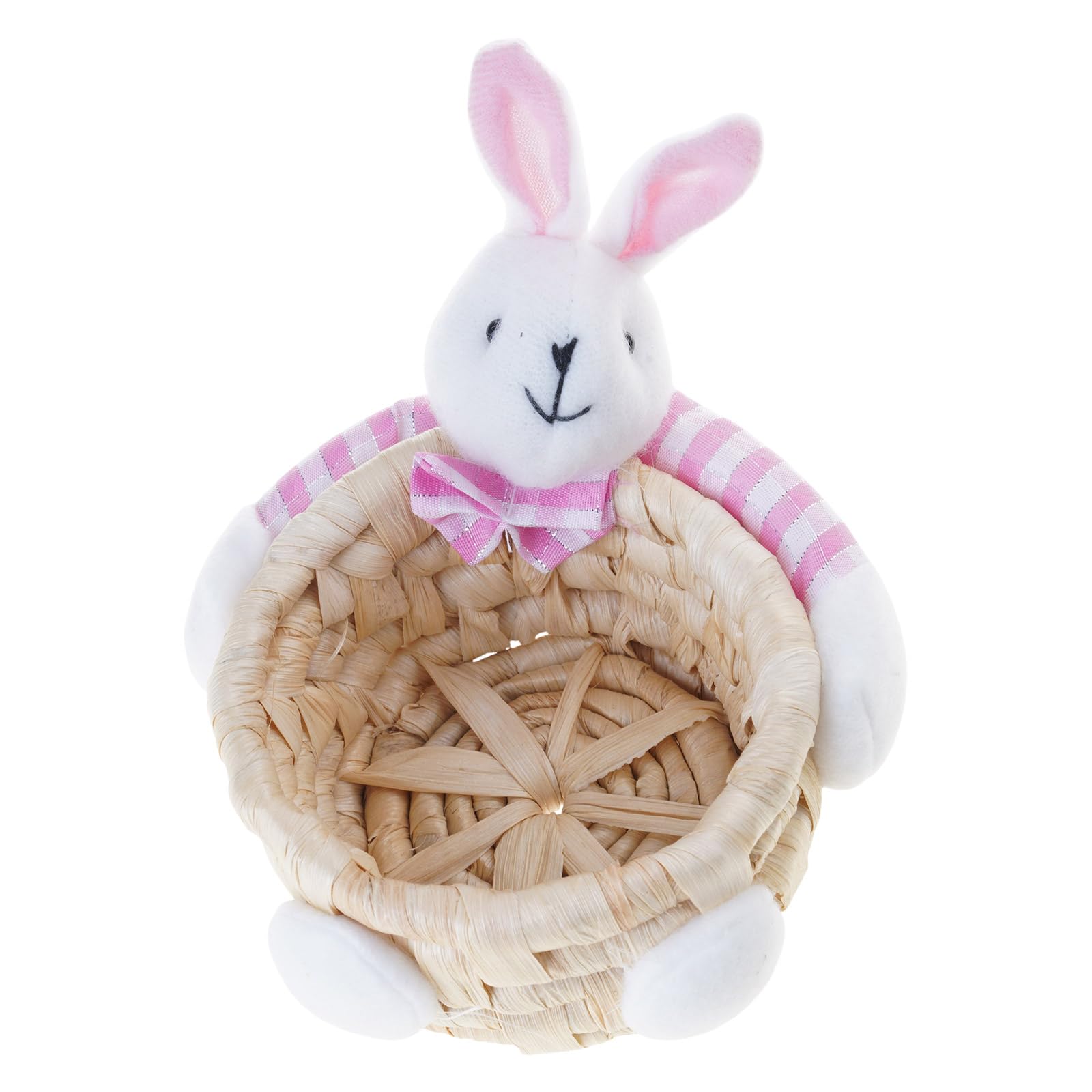 Mekalero Corn Husk Snacks Storage Container Decorative Woven Basket with Elegant Rabbits Hand Bedroom Toy Organiser Flower Basket