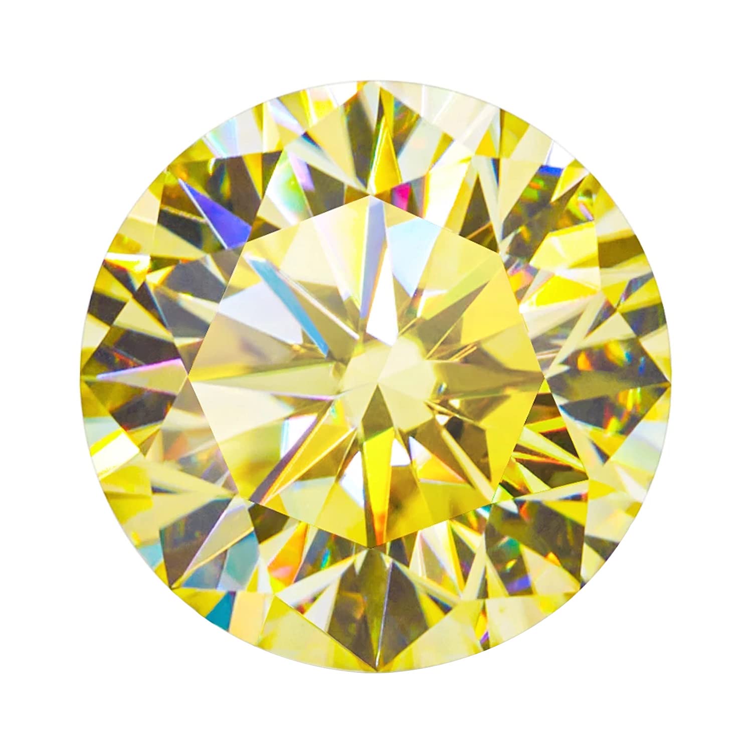 letmexcLoose Vivi Yellow 8 Hearts & Arrows Moissanite Gemstone Replacement Diamond VVS1 Excellent Round Brilliant Cut with GRA Report for Custom Jewelry