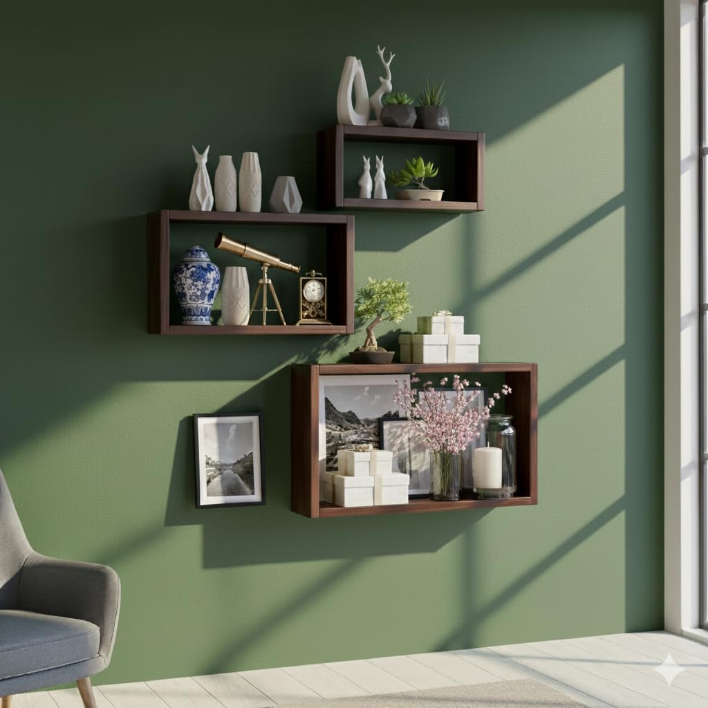 Shelf Cube, Bookcase, Cube Shelve for Living Room Brown-picture-17