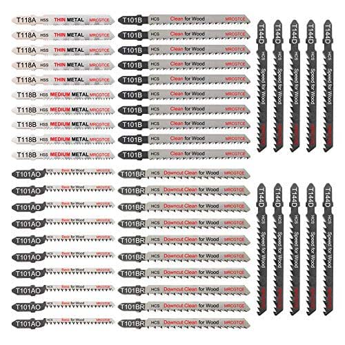 50 Piece Contractor Jigsaw Blades Set with Storage Case, Assorted