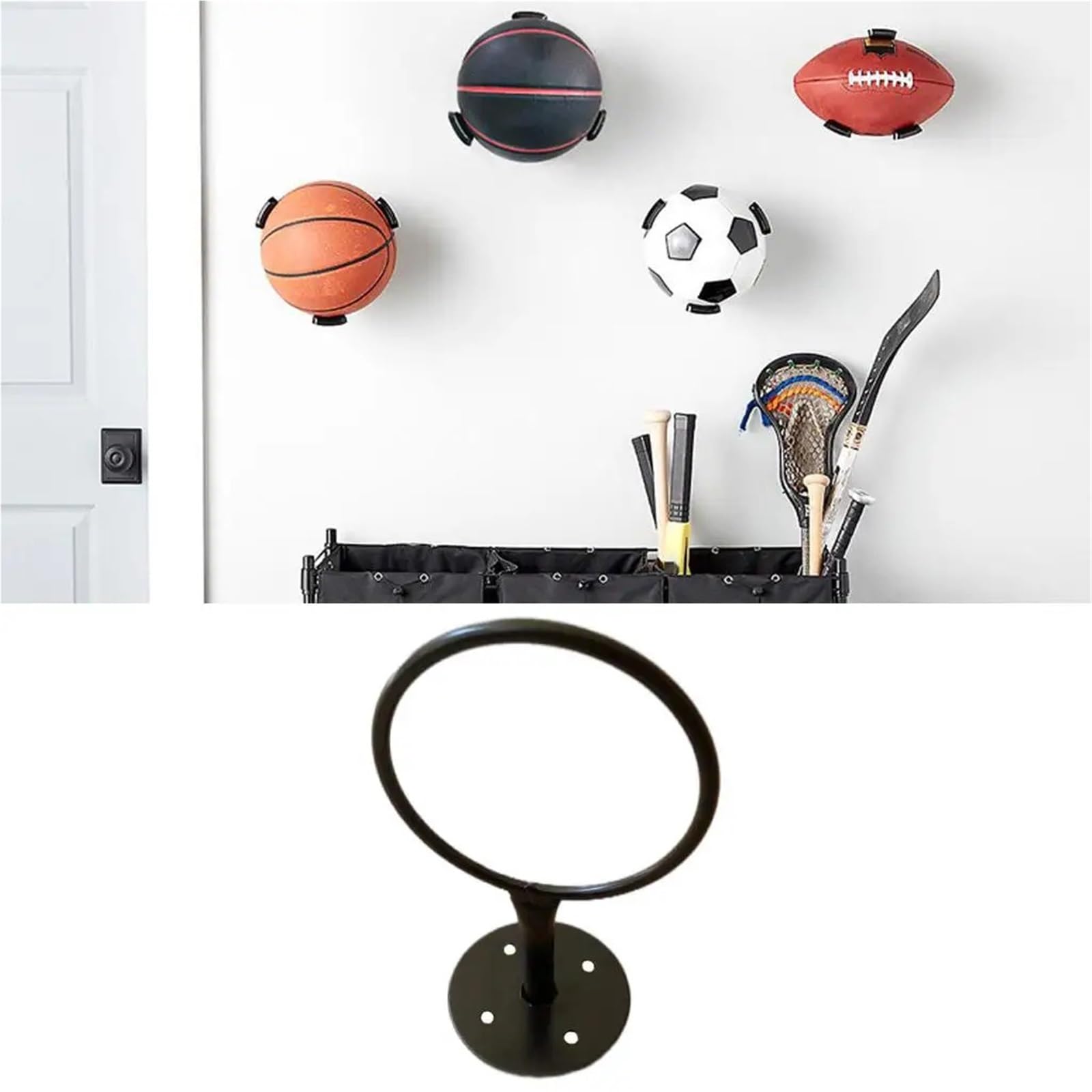 Supporto da parete per pallacanestro, calcio, pallavolo, attrezzatura sportiva, ideale per allenamento a casa e decorazione, 5 pezzi