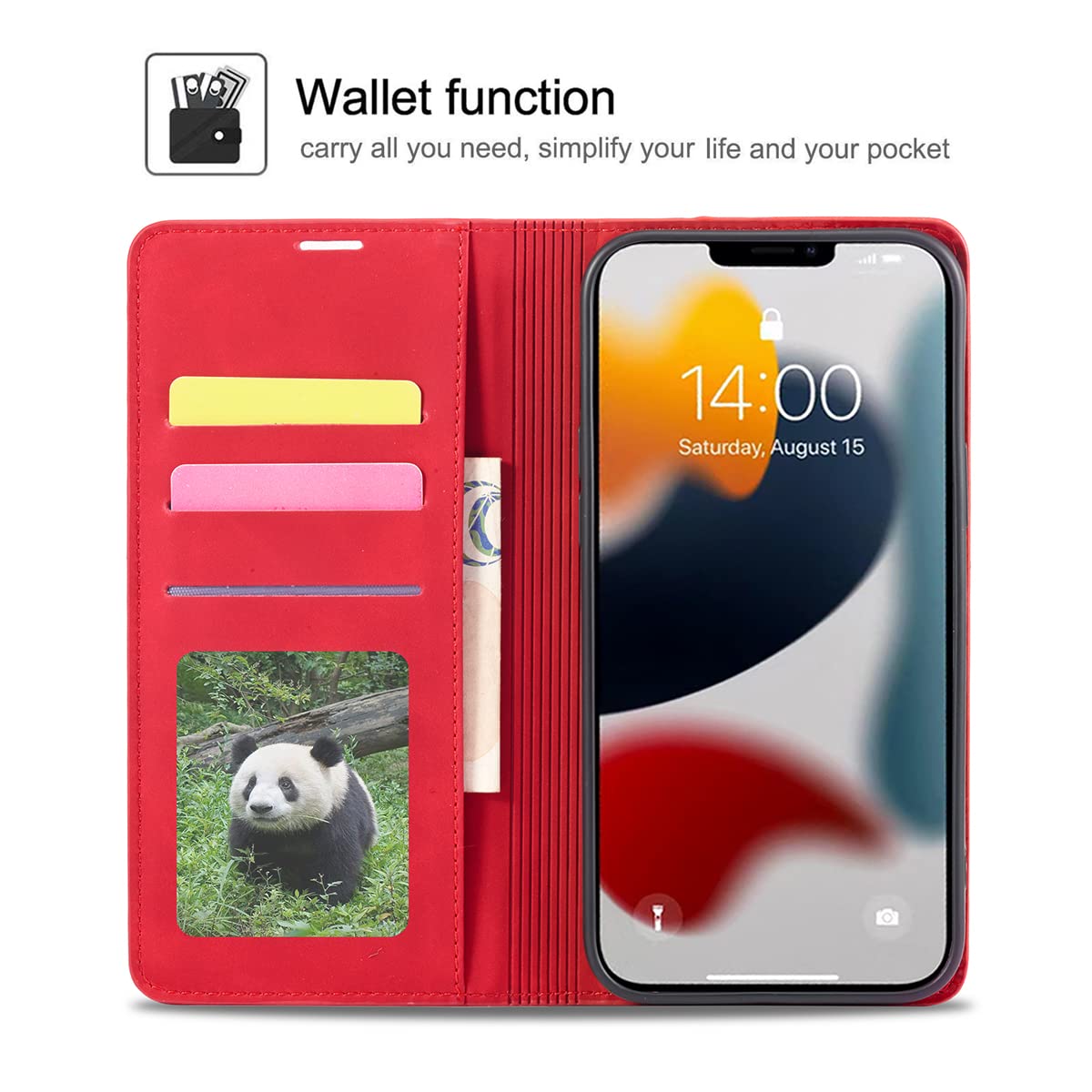 Custodia Portafoglio QLTYPRI Per IPhone 13 2 In 1 - Staccabile, Pelle PU, Slot Carte E Contanti, Cavalletto, Cinturino, Magnete, Ricarica Wireless - 6