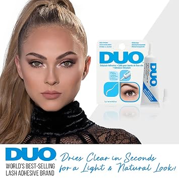 DUO Strip Lash Adhesive Clear/White Long-Lasting Eyelash Glue for False Lashes, Strong Hold Lash Glue Dries Invisible, 0.25 oz