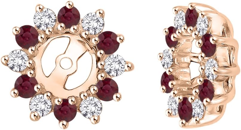 KATARINA Alternating Diamond with Ruby Earring Jackets in 14K Gold (5/8 cttw, J-K, I2-I3)
