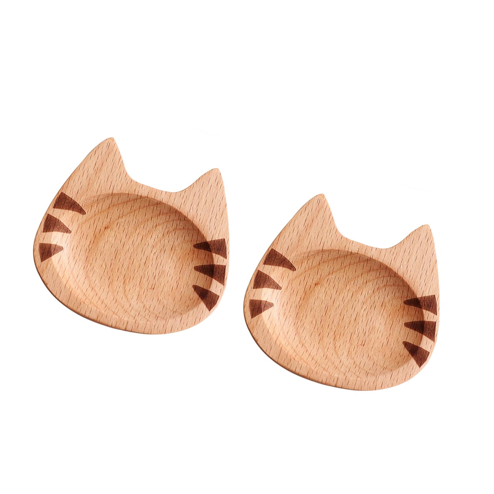Tsophreniq Of Small Wooden Condiment Dishes for Dipping Sauces Japanese Cats Figures Appetizer Plates Kitchen Gadget Whiskers Sauce Plate