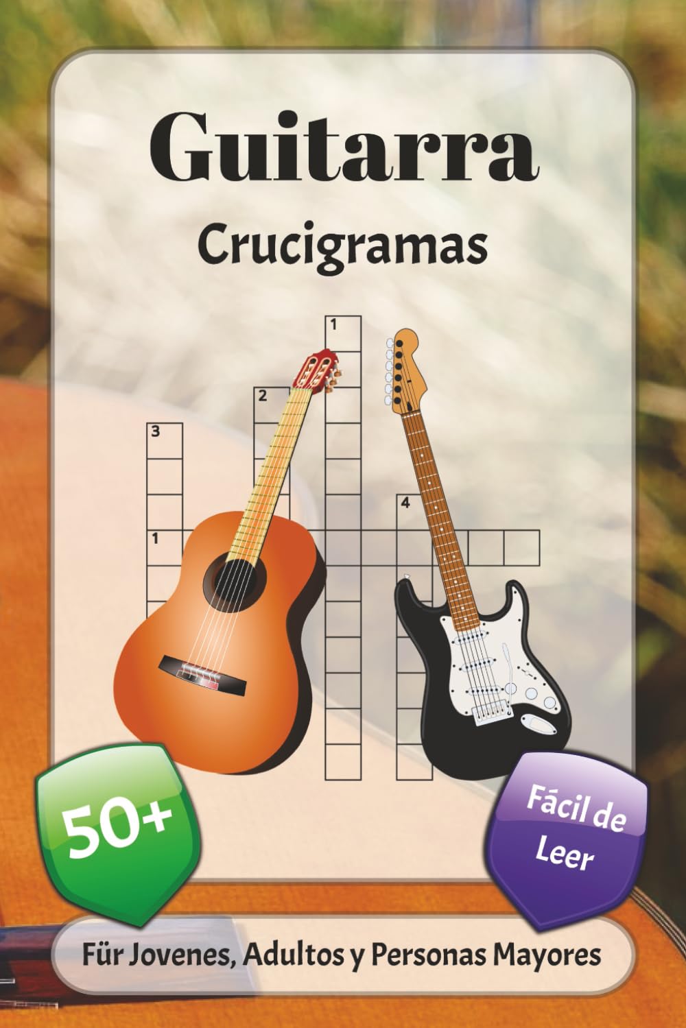 Guitarra Crucigramas: Crucigramas con fuente fácil de leer sobre música, estilos, instrumentos y más | 6x9 pulgadas, 120 páginas | más de 50 ... las fiestas, las vacaciones y la relajación