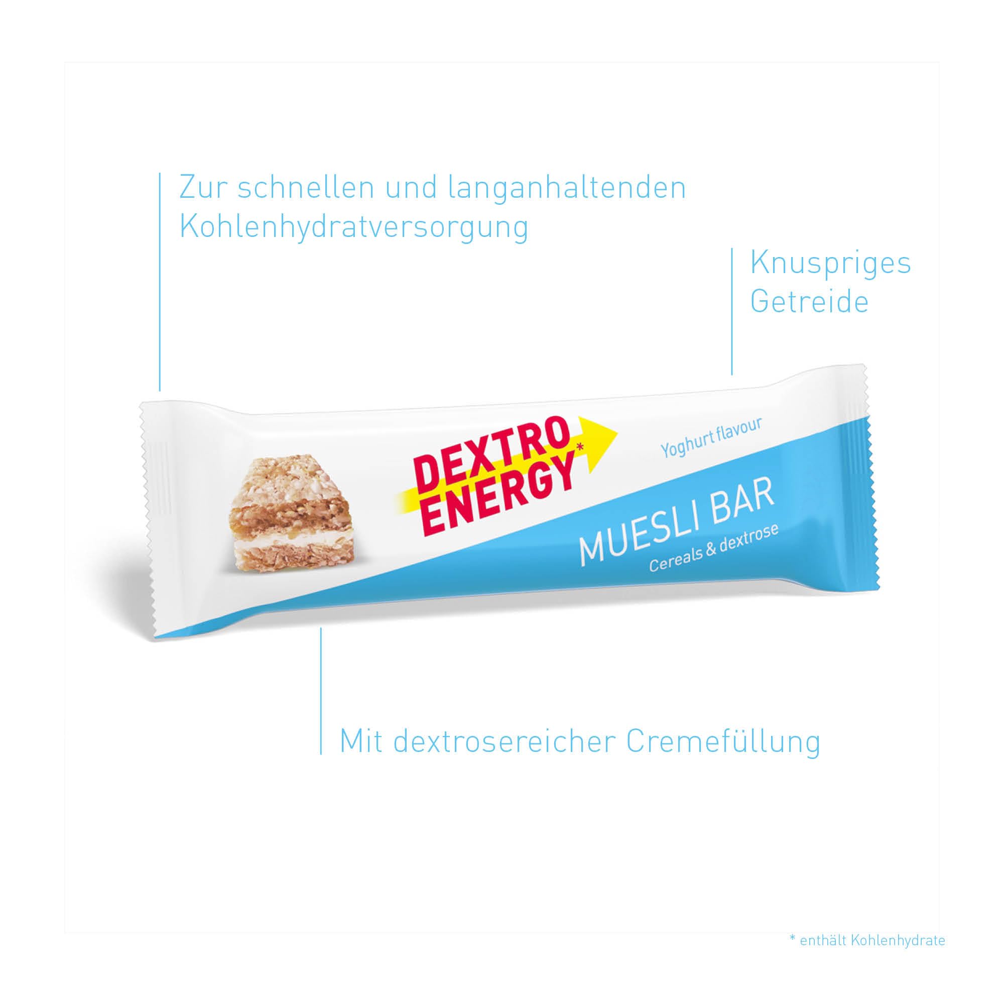 Dextro Energy Müsliriegel Joghurt - 25x35g (25er Pack) - Leckerer Getreideriegel als Alternative zum Schokoriegel, zur schnellen und langanhaltenden Kohlenhydratversorgung