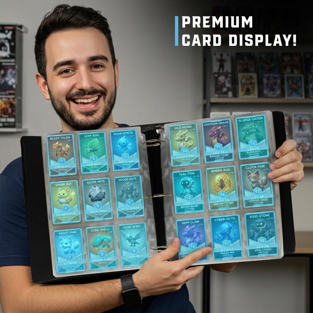 Amazon.com: CardGuard Premium 3” Trading Card Binder – 100 Side-Loading  Pages 9 Pocket Binder