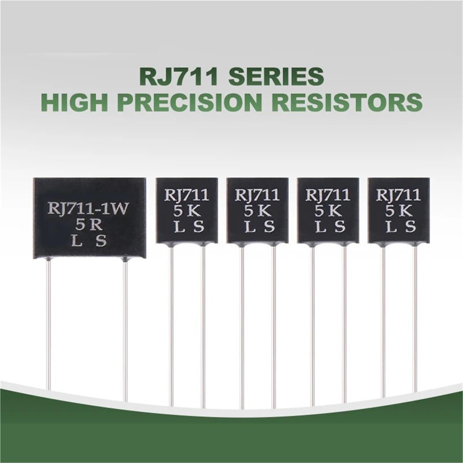 1 pz Resistenza a bassa temperatura ad alta precisione RJ711 0,25 W 0,5 W 1 W Resistenza di potenza di campionamento standard in lamina metallica da 1 Ohm a 500 K Ohm 0,01% 5 ppm(0.5 Watts,500 Ohms)
