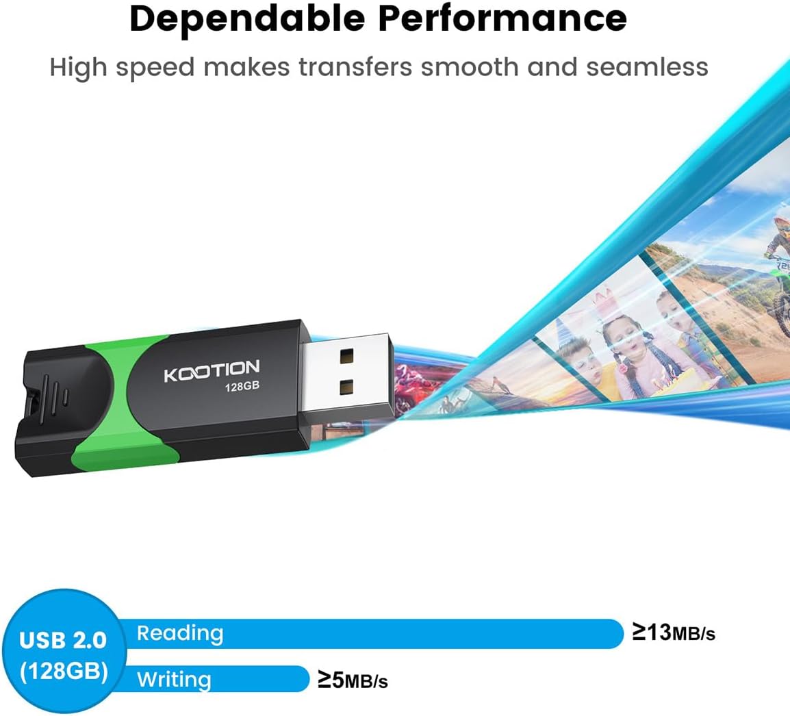 KOOTION 128 GB USB 3.0 Flash Drive Thumb Retractable 128G Zip Drive... - 第 27/39 張圖片