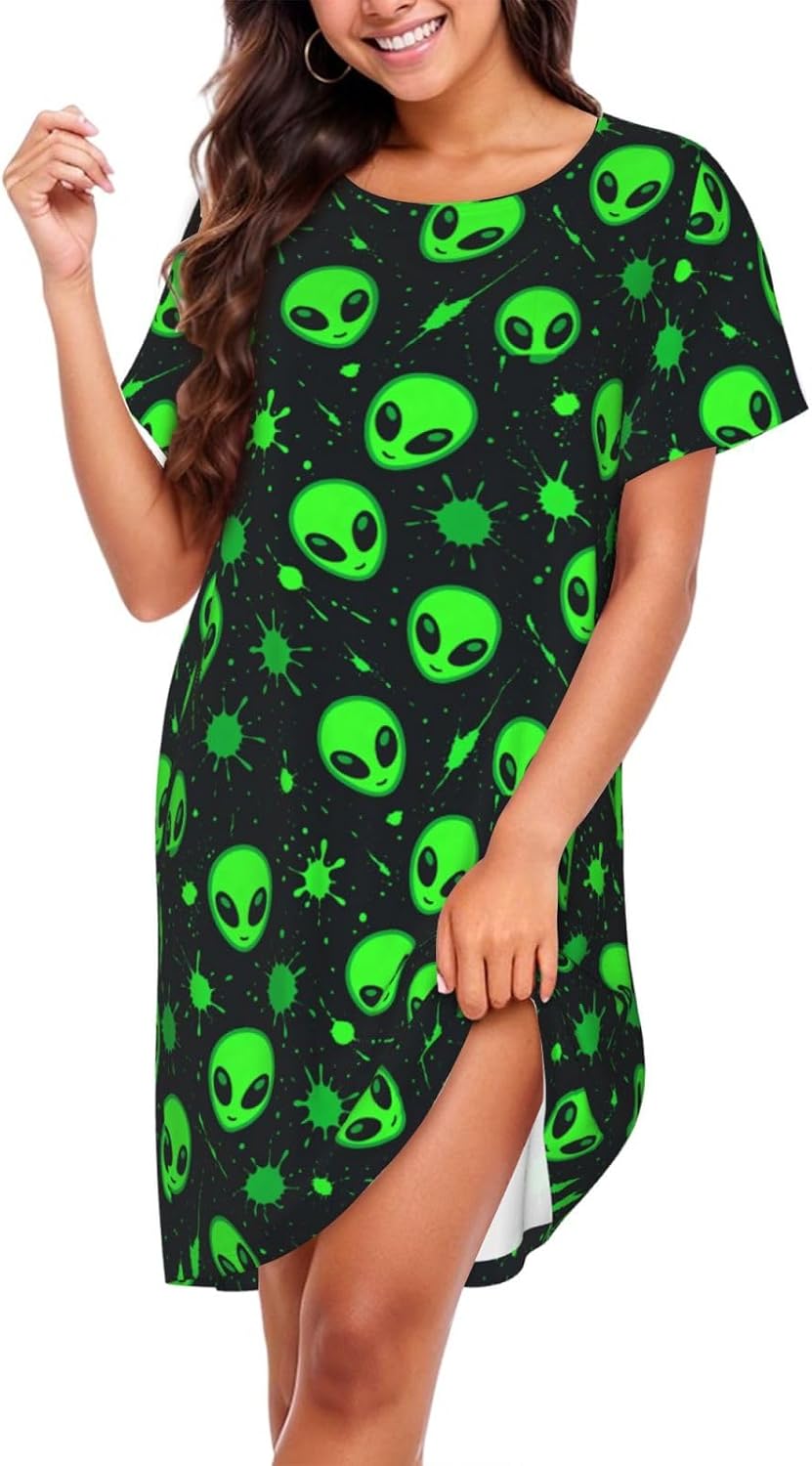 Nightgowns For Women Sleepshirts Short Sleeve Nightshirt Casual Sleepdress Comfy Size Nightdress