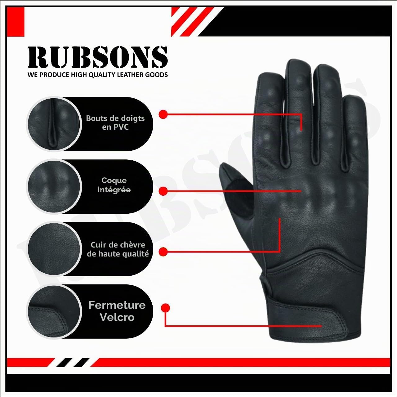 Men's Touch Screen Leather Motorcycle Biker Gloves