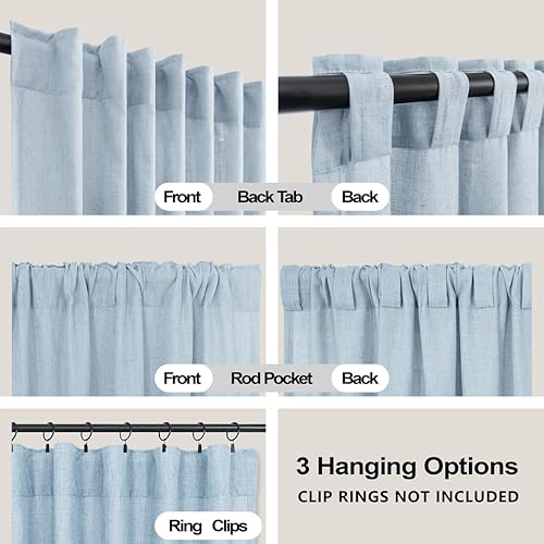 Miniatura 202 de KOUFALL Cortinas transparentes de lino de 90 pulgadas, cortinas para Sala Modernas 2025 De Lino Elegantes, cortinas personalizadas con pestaña