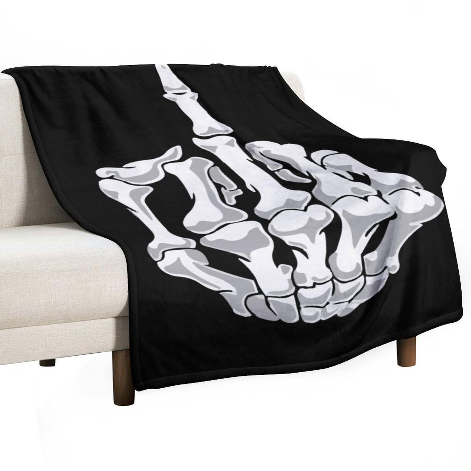 Cgsbngha Style Skull Middle Finger Flannel Fleece Blanket Lightweight Soft Throw Blankets For Sofa Couch Bed Chair