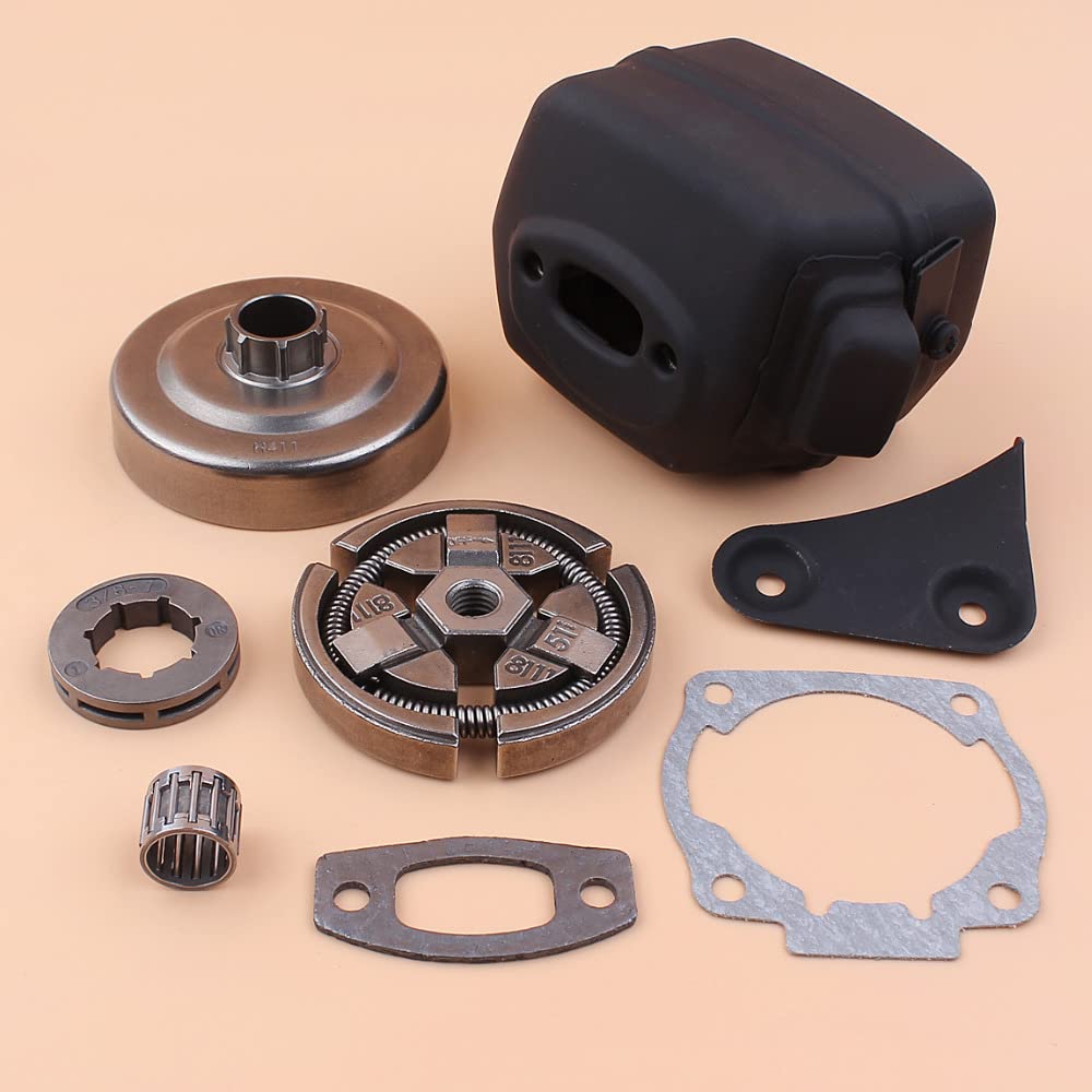 PEGGYLIN Kit de Juntas de silenciador de Escape de 3/8", Embrague, Tambor, piñón y llanta for motosierras de Gasolina Husqvarna 51, 55 y 55 Rancher.