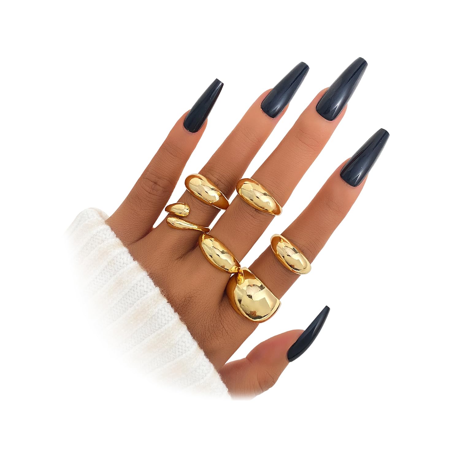 ZOVOLI Chunky Rings for Women Non Tarnish 14k Stackable Dome Statement Rings Sets Vintage Dainty Knuckle Open Midi Finger Rings Jewelry Pack Gifts