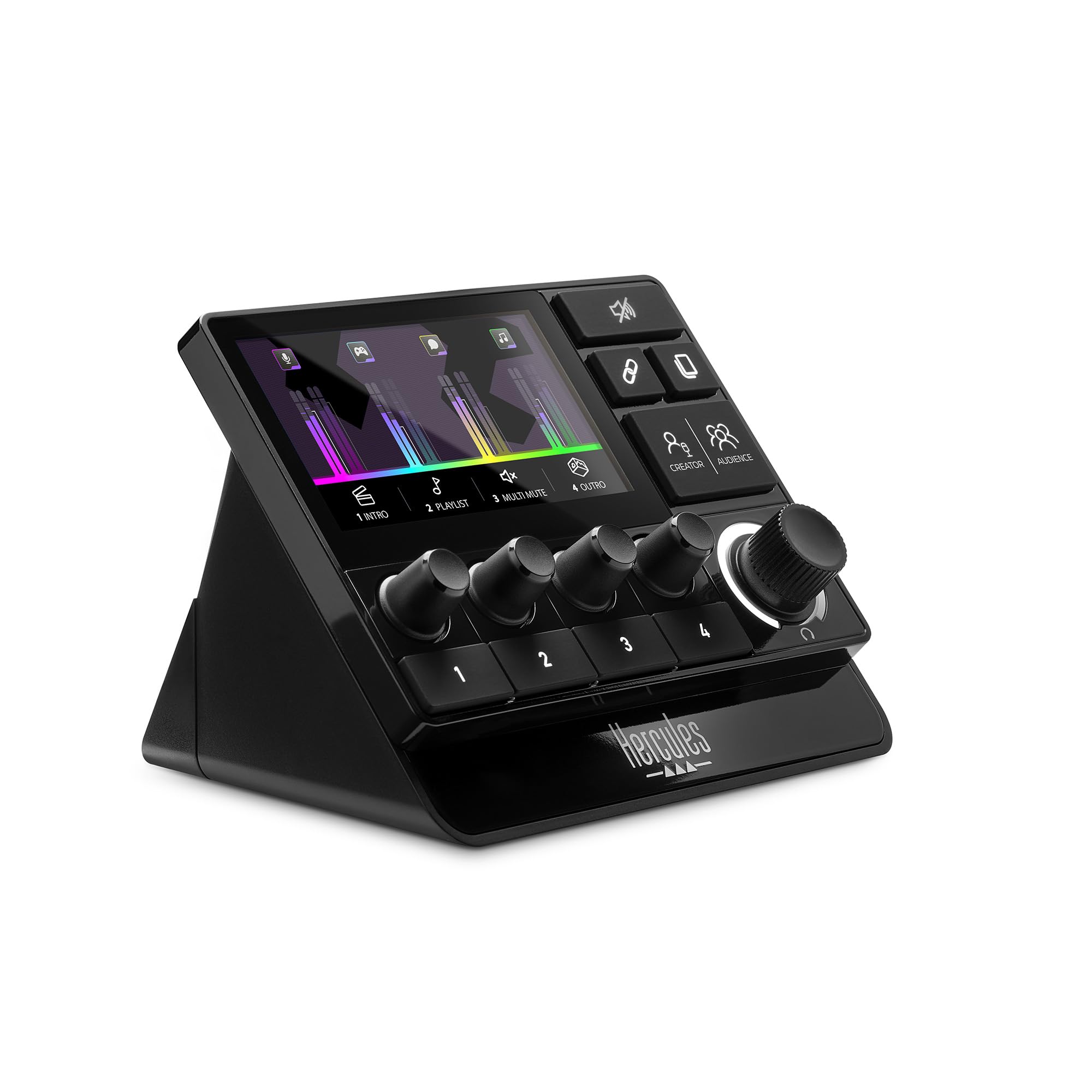 Hercules Stream Essentials Kit - Stream 200 XLR, Contrôleur audio gaming pour PC + micro XLR + Voicemod Pro (3 mois) - Carte son & submix pour streamers