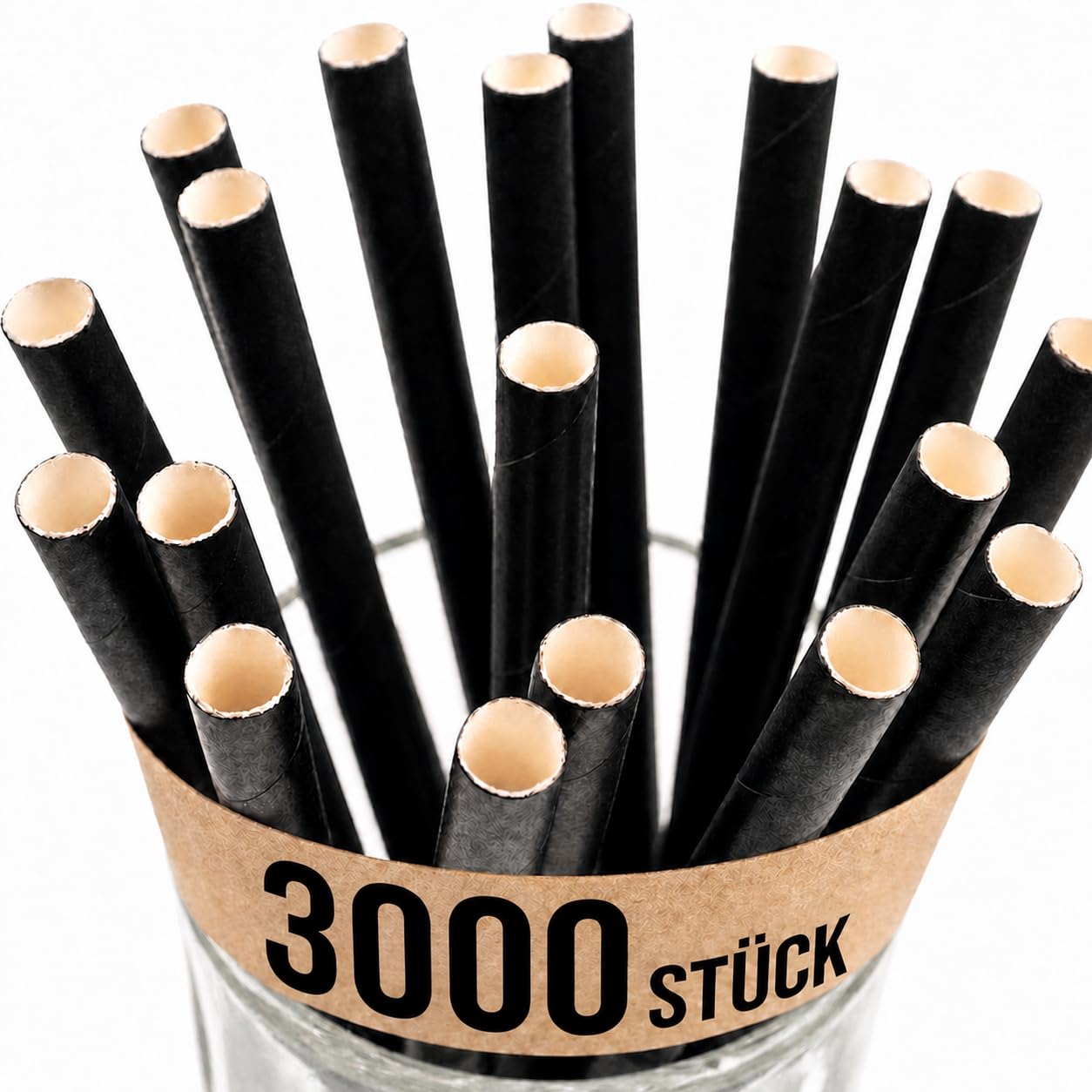 Inoverse 3000 sztuk papierowych słomek o średnicy 8 mm x 24 cm, jednorazowe słomki do picia, 100% biodegradowalne słomki papierowe, słomki z papieru typu kraftowego, do koktajli, na imprezy, catering