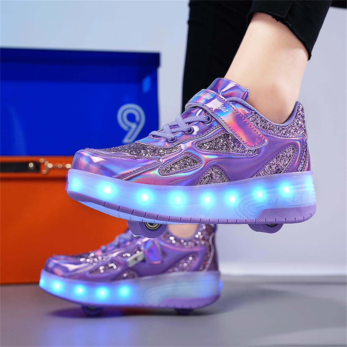 LED Luces Zapatos con Ruedas Dobles para Pequeños Niños y Niña Automática Calzado de Skateboarding Deportes de Exterior Patines en Línea Brillante Mutilsport Aire Libre y Deporte Gimnasia